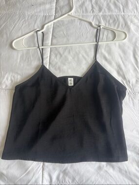 bp Black V-Neck Silk Spaghetti Strap Camisole